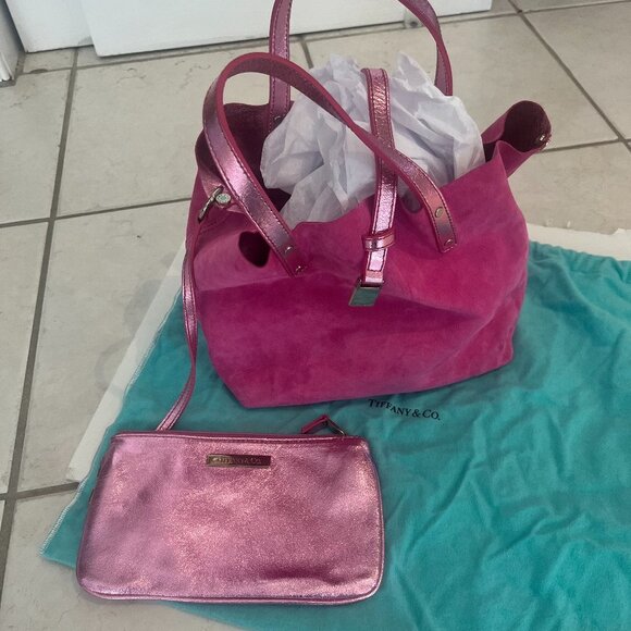 Tiffany & Co metallic pink leather reversible small tote handbag - Picture 3 of 8